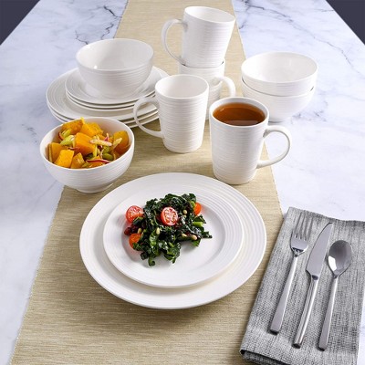 White Porcelain 16-Piece Dinnerware Set for 4