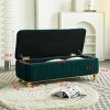 Square Storage Ottoman Bench,Upholstered Velvet Fabric Ottoman Stool Seat With Safety Hinge,Gold Decoration Strip,Ottoman Stool Seat-Cuddlewood - 4 of 4