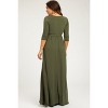 PinkBlush Olive Green Draped 3/4 Sleeve Maternity Maxi Dress - 3 of 4