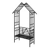 Chery Life Metal Garden Arch with Gate with planter, Climbing Plants Support Rose Arch Outdoor Black - 3 of 4