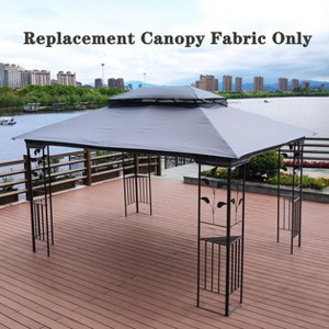 Gulches 13x10 Ft Patio Double Roof Gazebo Replacement Canopy Top Fabric - Sturdy and Elegant Outdoor Cover for Gatherings, Gray - 1 of 4