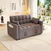 AENKYO Modern Velvet Loveseat Sleeper Sofa, Convertible Pull-Out Bed with Pillows & Side Pockets, Space Saving for Apartment - 3 of 4