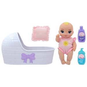 New Adventures Magic Nursery: 8" Baby Doll & Bassinet Gift Set - Pink - 1 of 4