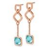 Chisel Stainless Steel Polished Rose IP-plated Blue Crystal Dangle Earrings - 2 of 4