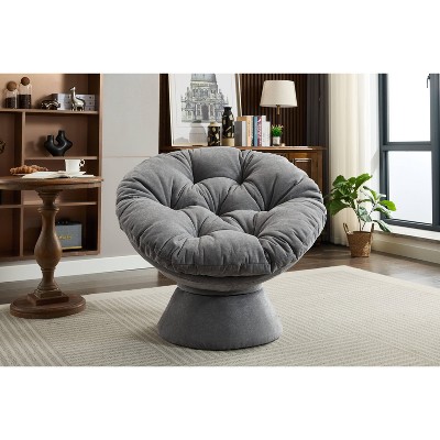 Vynxaria 37 Inch Rotating Accent Chairs, Dark Blue 360' Degree Swivel Barrel Chairs, Ideal for Bedroom and Living Room