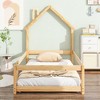 ALEXOUN Twin Size Pine Wood Grounded Bed with House-Shaped Headboard and Safety Guardrails for Kids Teens,No Box Spring Needed - 4 of 4