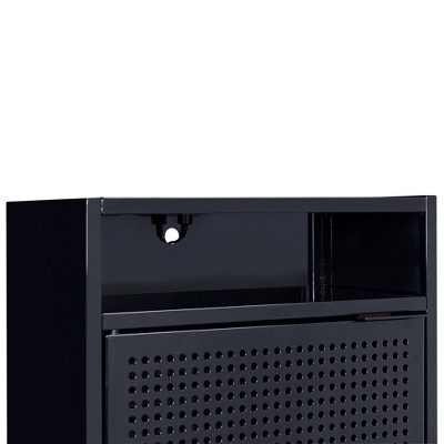 Gemma Black Metal Nightstand with USB Port and Open Shelf
