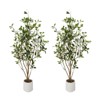 2-Pack 4FT Artificial Tree in Pot Outdoors Indoors, Wedding Decor Large Fake Orange Flowers Myrtle, Faux Plant Decor for Porch Patio Living Room - 2 of 4