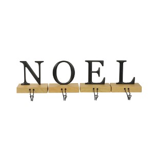 Northlight Metal Lettered "NOEL" Christmas Wooden Stocking Holders - 6" - Set of 4 - 1 of 3