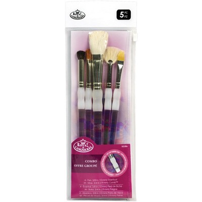 Royal & Langnickel Soft Grip Textured Golden Taklon Fiber Paint Brush Set, Assorted Size, Set of 5