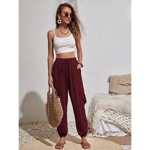 High Waisted Jogger Pants Loose Hiking Joggers for Women Casual Lightweight Tapered Cargo Pants with Pockets - 1 of 4