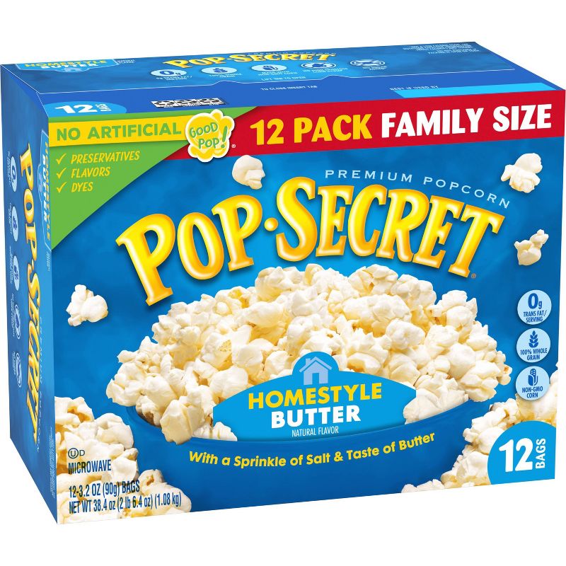 Pop Secret Microwave Popcorn Homestyle Butter Flavor - 3.2oz/12ct, 4 of 8