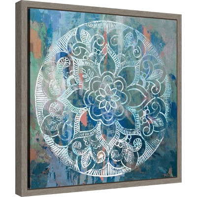 Indigo Medallion Abstract Canvas Wall Art Print