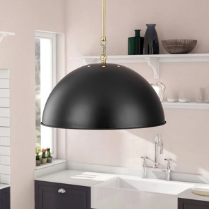 Rennnsan Avoura 18"W 1-Light Dome Modern Dimmable Oversize Pendant in Gold - 1 of 4