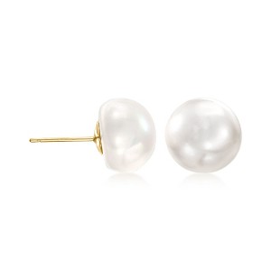 Ross-Simons 10-11mm Cultured Button Pearl Stud Earrings in 14kt Yellow Gold - 1 of 4