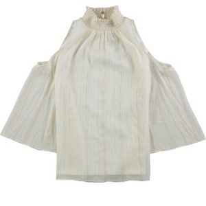 Rachel Zoe Womens Metallic Bell Sleeve Cold Shoulder Blouse - 1 of 1