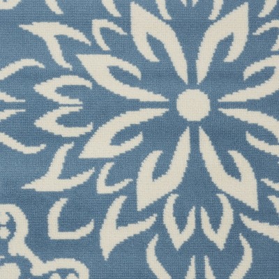Elegant Ivory & Blue Floral Viscose 7'10" x 9'10" Area Rug