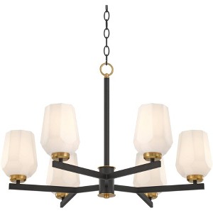 Possini Euro Design Possini Euro Jeremiah 28"W Black and Gold 6-Light Chandelier - 1 of 4