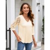 Coolmee 3/4 Length Sleeve Womens Tops V-Neck Lace Tunic Tops Business Casual Blouses - 3 of 4