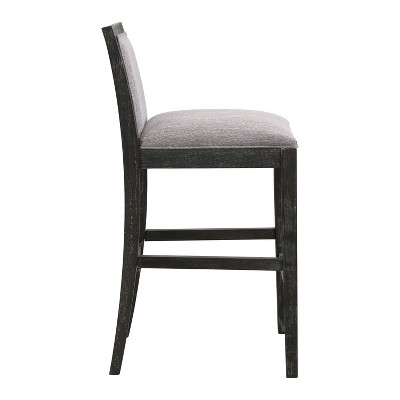 Modern Black and Grey Upholstered Wood Counter Stools, Set of 2