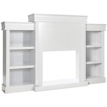 Costway 70'' Fireplace TV Stand Modern Media Entertainment Center Bookcase White\Black