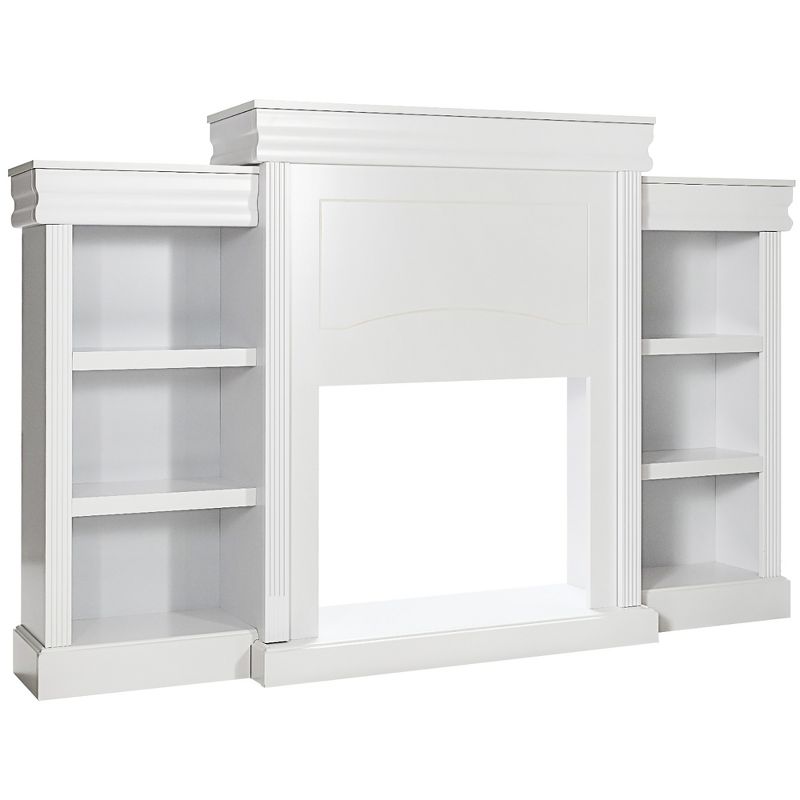 Costway 70'' Fireplace TV Stand Modern Media Entertainment Center Bookcase White\Black, 1 of 11