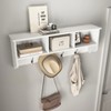White Entryway Wall Mounted Coat Rack with 4 Dual Hooks Living Room Wooden Storage Shelf - 2 of 4