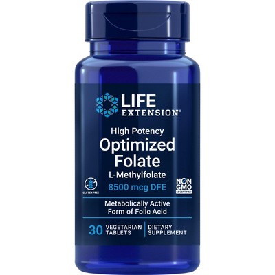 High Potency Optimized Folate-L-Methylfolate-8500 mcg DFE by Life Extension  -  30 Vegetarian Tablets