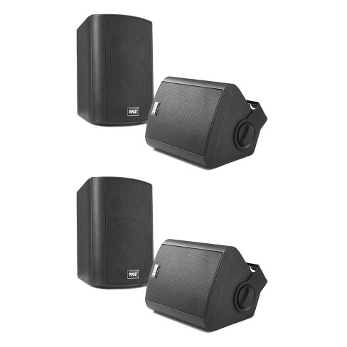 1 Pair PLMRS43WL 100 Watt Power and Low Profile Slim Style White Pyle Marine Speakers 4 Inch 2 Way Waterproof and Weather Resistant Outdoor Audio Stereo Sound System with LED Lights