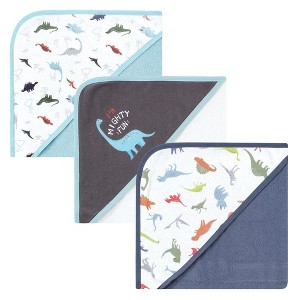 Hudson Baby Infant Boy Cotton Rich Hooded Towels, Dinosaurs, One Size - 1 of 4