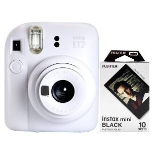 instax mini 12 ホワイト + BLACKフィルム 10枚 Fujifilm Instax Mini 12 Instant Camera Clay White + Instax Mini