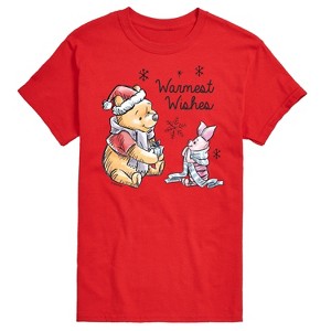 Men's - Winnie the Pooh - Pooh & Piglet Warmest Wishes Christmas Short Sleeve Graphic T-Shirt - 1 of 4