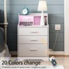 LED Nightstand with Charging Station & 3 Drawers, Bed Side Table Wood End Table - 4 of 4