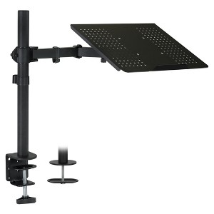 Mount-It! Laptop Desk Stand Mount | Articulating Vented Laptop Tray Mount | Adjustable Laptop Arm Mount | Single Laptop Desk Extension w/ C-Clamp - 1 of 4