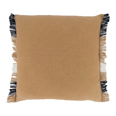 Maxi Plaid Beige and Black Cotton Throw Pillow, 20"x20"