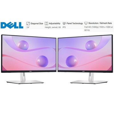 Dell 24" Full HD 60Hz IPS Touch USB-C Hub Monitor Black 2 Pack with HDMI Cable