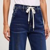 Knit & Lounge Women’s High Waisted Wide Leg Denim Pants Drawstring Tie Waist Relaxed Fit Casual Stretch Jeans - 3 of 4