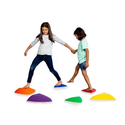 JumpOff Jo Rocksteady Balance Stepping Stones for Kids, Promotes Balance & Coordination, Set of 6 Balance Blocks, Low Set