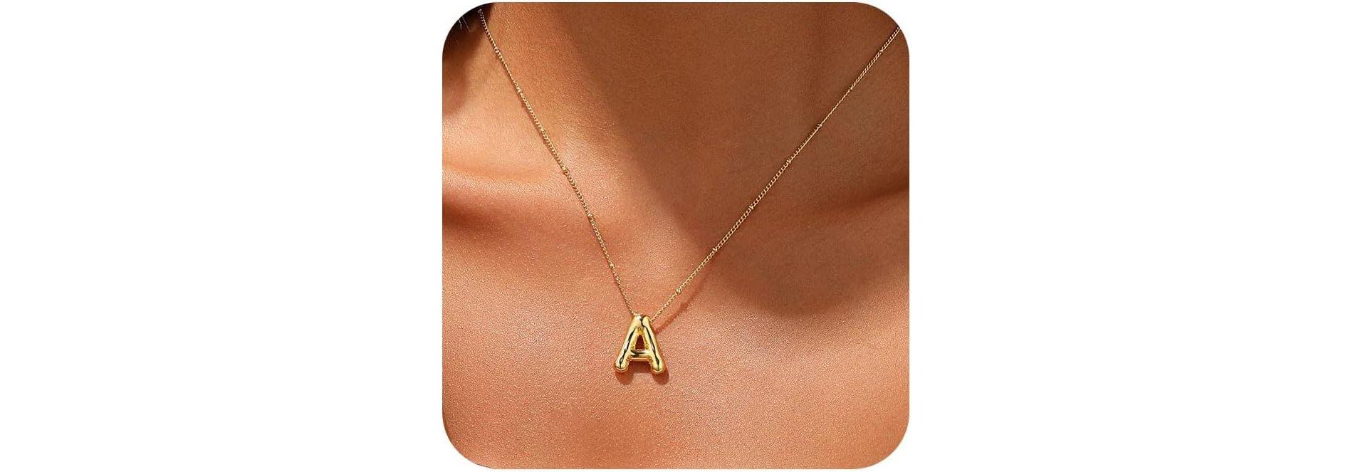 SmallRig Sterling Silver Balloon Letter Necklace Satellite Bead Chain Personalized Gift