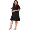 Agnes Orinda Women's Plus Size Cross Back Ruffle Hem Formal Chambray T-Shirt Dresses - 3 of 4