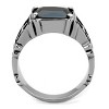 Slickblue Men’s Silver Ring with Cross Detail, Jet Black Center Stone, Oblong Cut, Stainless Steel, 8–13 - 3 of 4