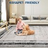 Washable Living Room Rug with Distressed Modern Border, Non-Slip, Soft Decorative Accent Carpet, Contemporary Minimalist Design for Bedroom Floor. - 3 of 4