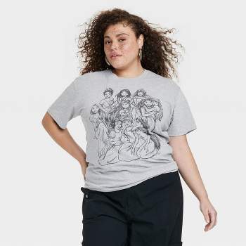 Women's Disney Princess Outline Short Sleeve Graphic T-Shirt - Gray