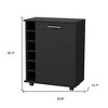 HomeRoots Black Rolling Bar Cart With Wine Storage - 3 of 4