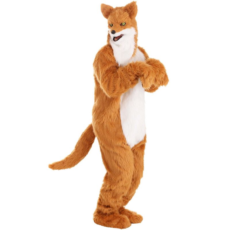 HalloweenCostumes.com One Size Fits Most   Adult Fox Costume With Mouth Mover Mask, White/Orange, 2 of 10