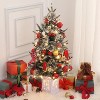3FT Flocked Small Christmas Tree , Artificial Small Christmas Trees with Light, Multiple Pattern Bases, Outdoor Indoor for Winter Holiday Décor - 3 of 4
