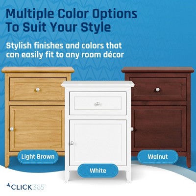 White Manufactured Wood Side Table with Drawer and Cabinet