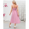 Womens Summer Dress Strap A-Line Drees High Waist Sundress Front Button Ruffle Trim Detail - 4 of 4