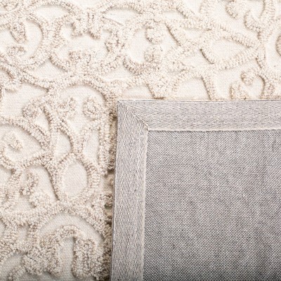 Ivory Floral 6' Square Handmade Wool Tufted Rug
