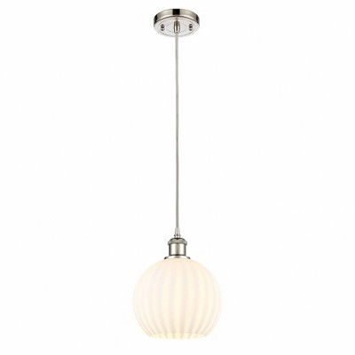 White Venetian - 1 Light Cord Hung Mini Pendant In Modern Style-10 Inches Tall and 8 Inches Wide